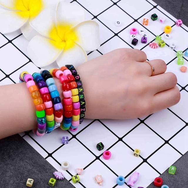 Bead Bracelet Making Kit, Bead Friendship Bracelets Kit With Pony Beads  Letter Beads Charm Beads And Elastic String - AliExpress